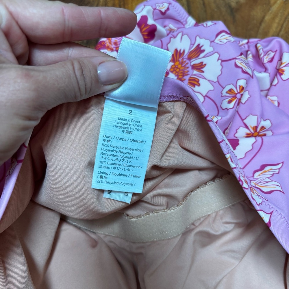 J.Crew Ruched bandeau one-piece in climbing pink floral 2 - Picture 9 of 10